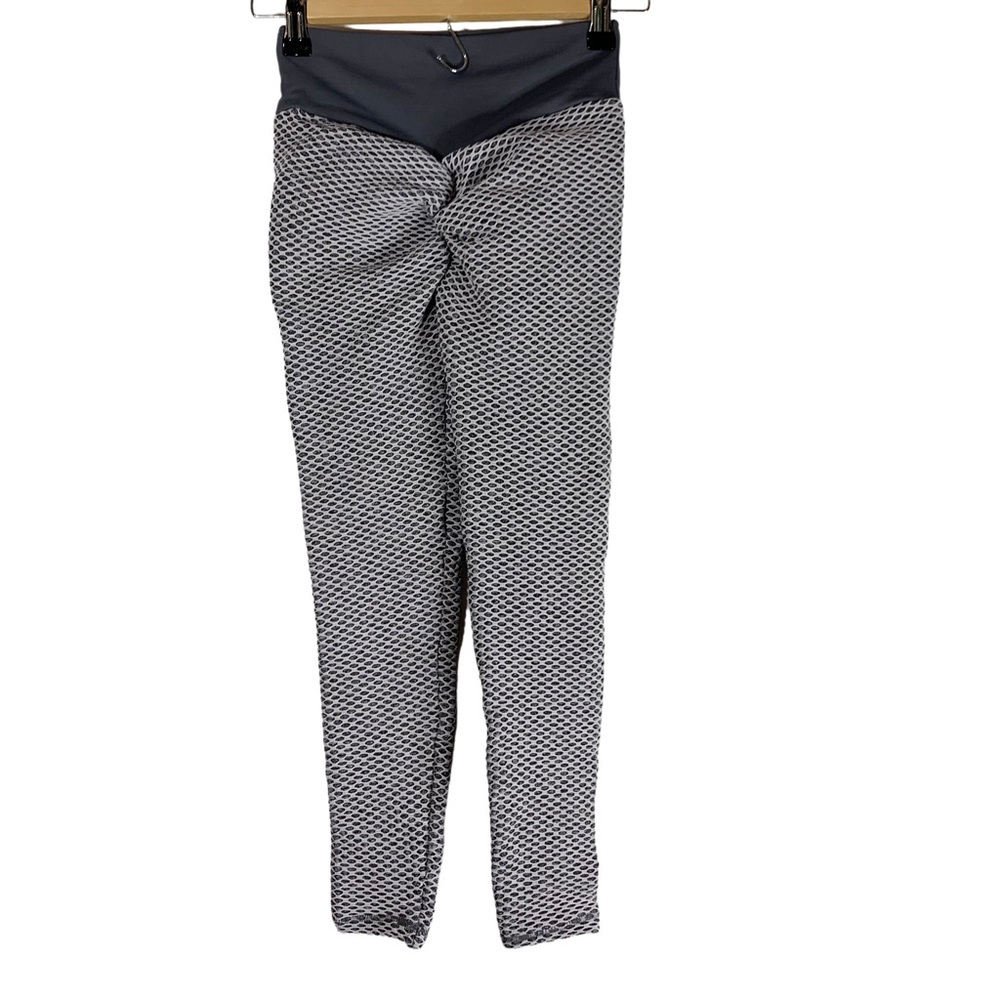 Tik Tok Leggings Butt Scrunch Leggings Gray Waffle Weave Super Stretchy Small - Picture 7 of 13
